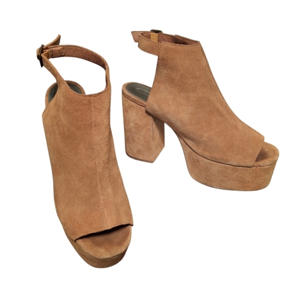 Jeffrey Campbell Shoes - Jeffrey Campbell x Free People Leather Brown Platform Slingback Heels Size 10